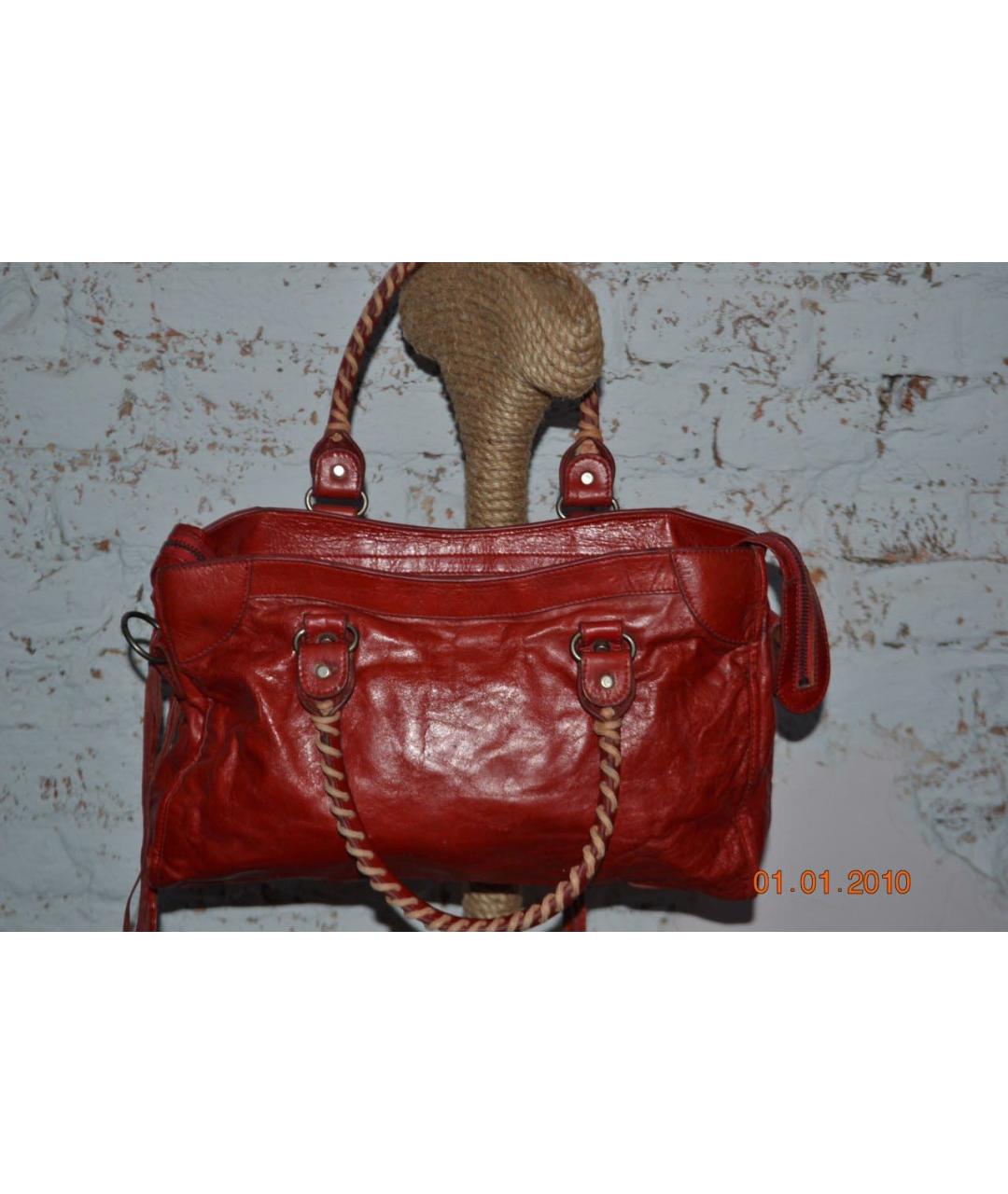 BALENCIAGA Красная кожаная сумка с короткими ручками, фото 3