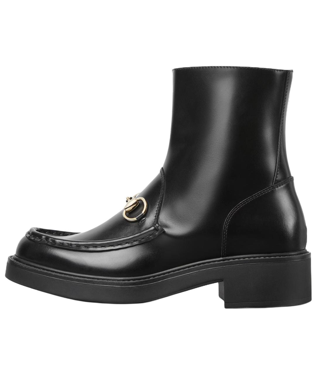GUCCI Черные кожаные ботинки, фото 2