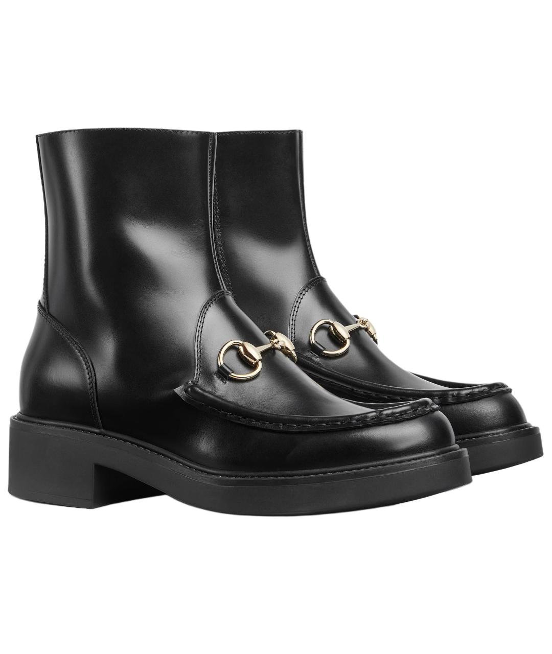 GUCCI Черные кожаные ботинки, фото 3