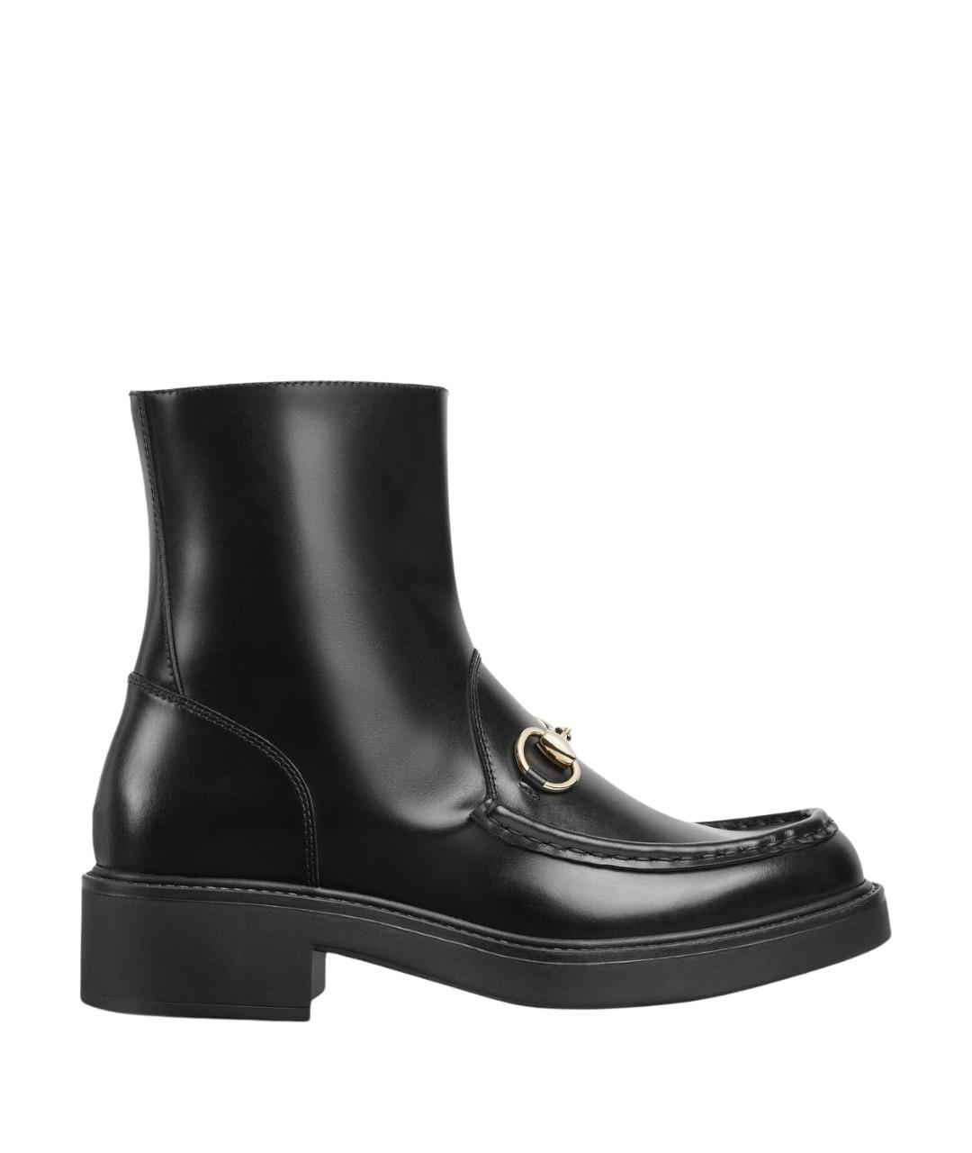 GUCCI Черные кожаные ботинки, фото 1