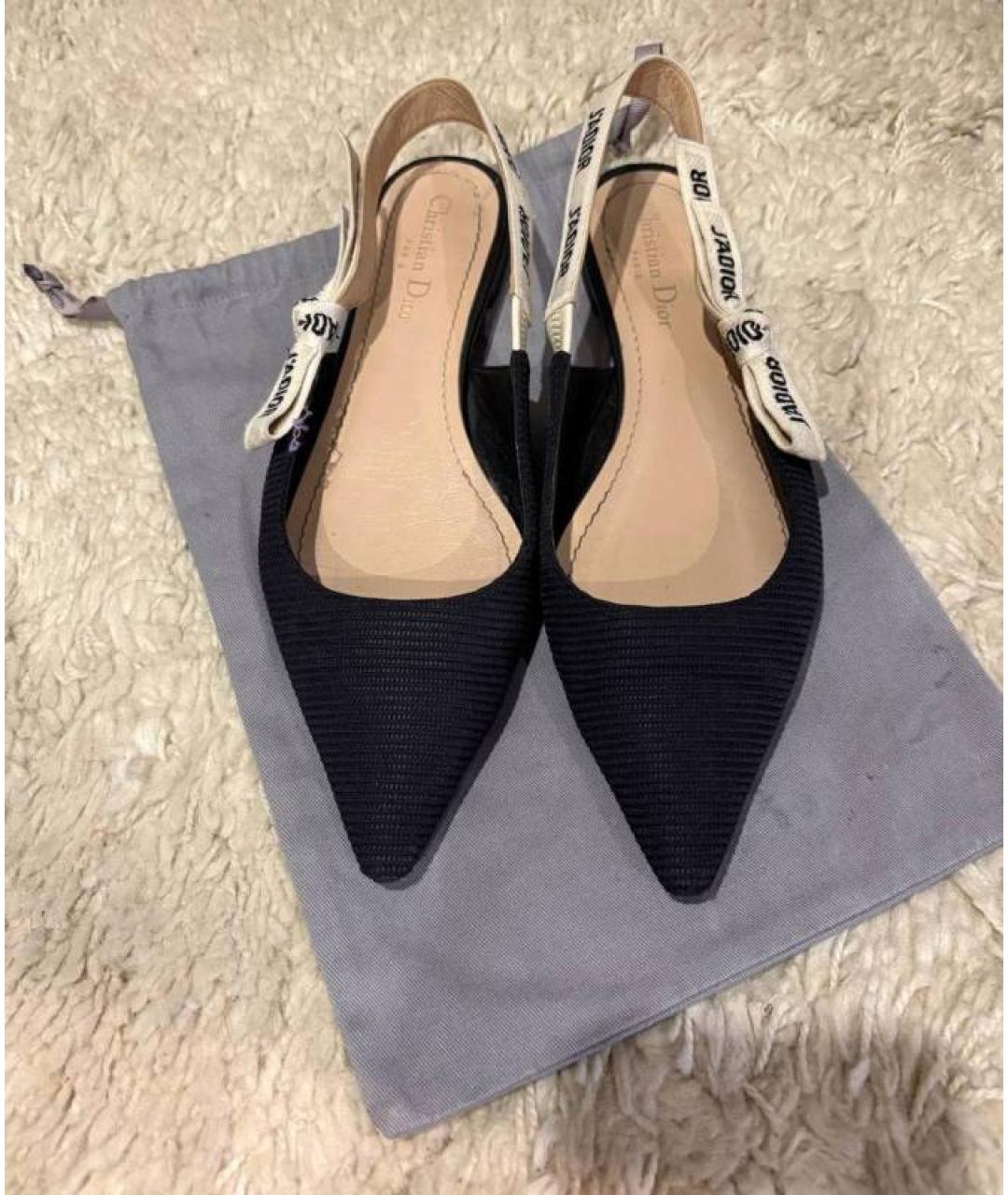 CHRISTIAN DIOR Черные текстильные босоножки, фото 2