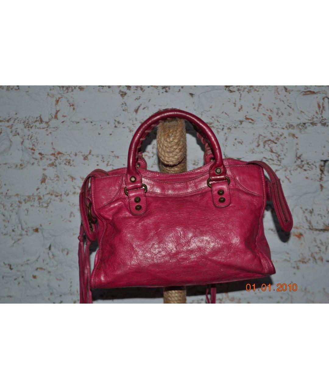 BALENCIAGA Розовая кожаная сумка с короткими ручками, фото 3