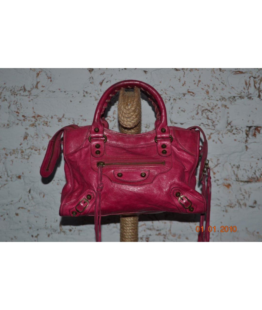 BALENCIAGA Розовая кожаная сумка с короткими ручками, фото 5