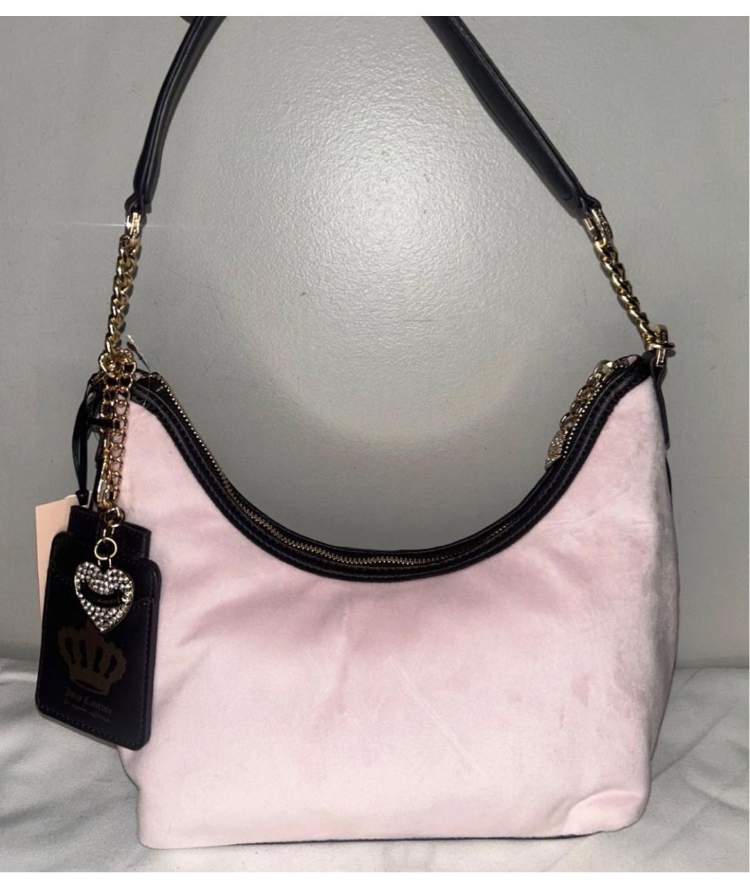 JUICY COUTURE Розовая бархатная сумка через плечо, фото 2