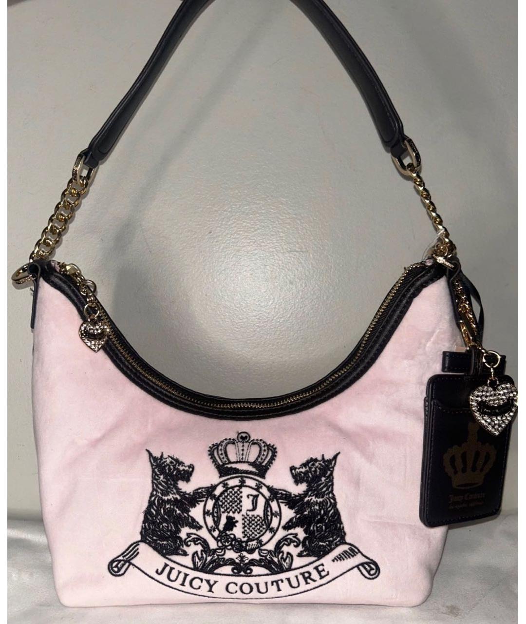 JUICY COUTURE Розовая бархатная сумка через плечо, фото 5