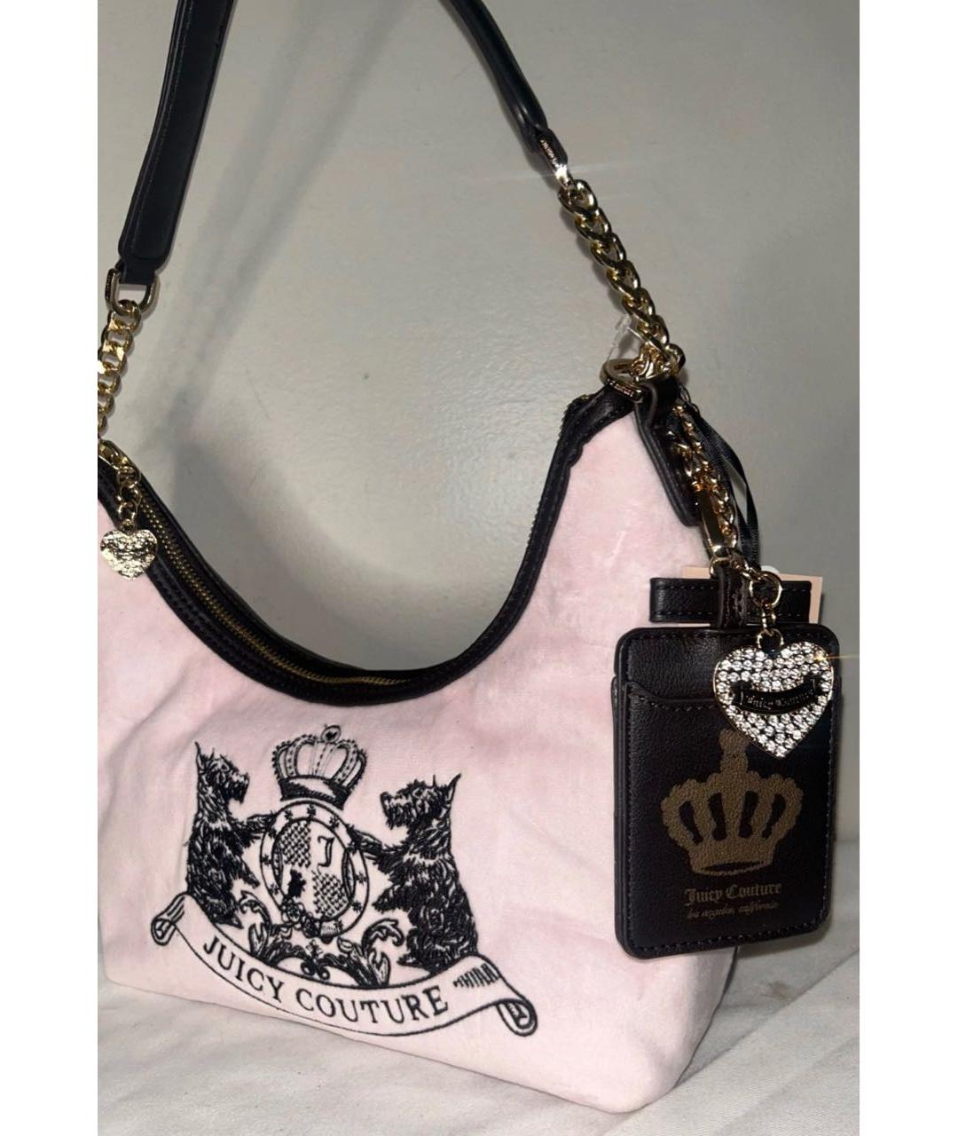 JUICY COUTURE Розовая бархатная сумка через плечо, фото 4