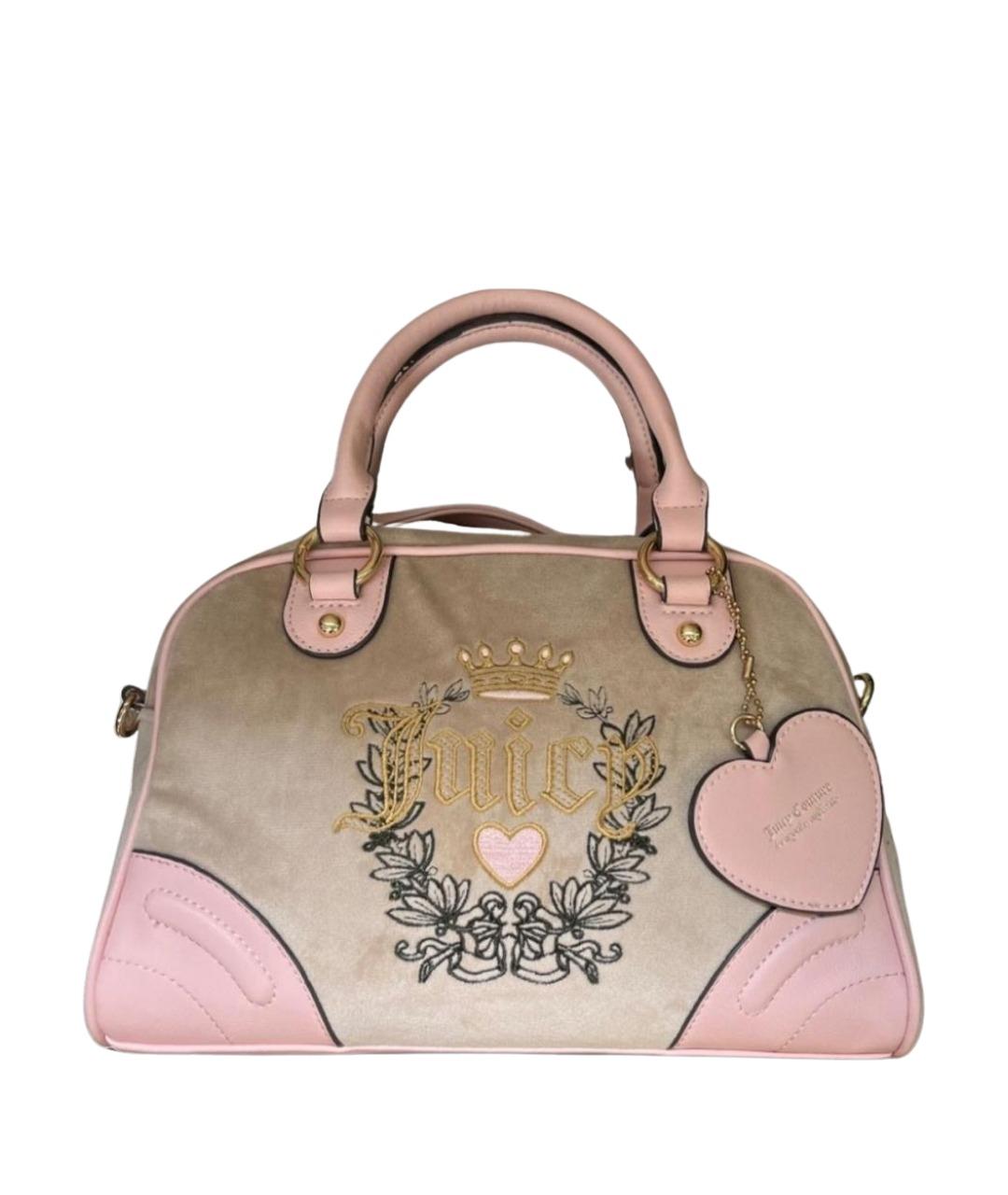 JUICY COUTURE Бежевая бархатная сумка с короткими ручками, фото 1