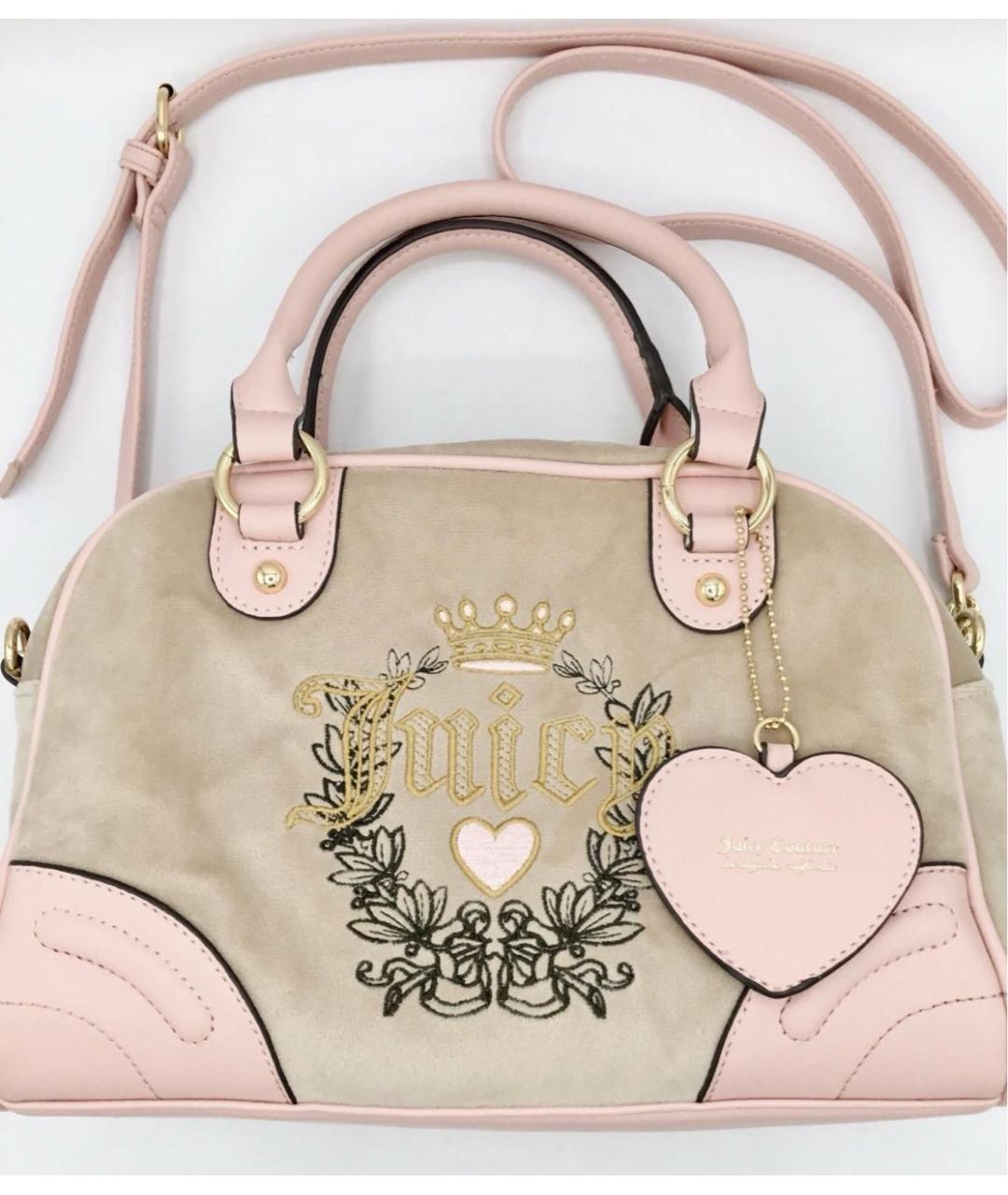 JUICY COUTURE Бежевая бархатная сумка с короткими ручками, фото 2