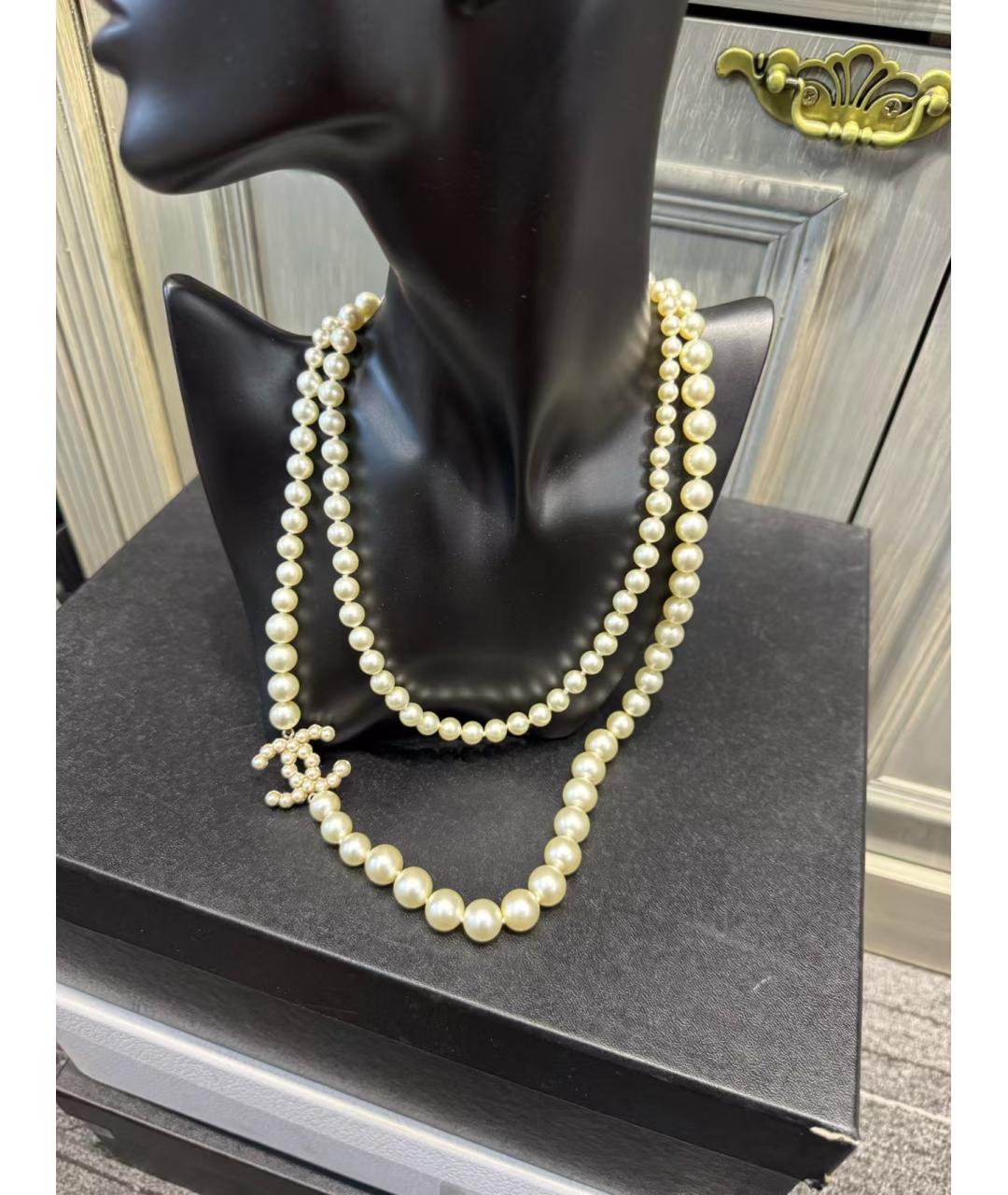 CHANEL Белое жемчужное колье, фото 3