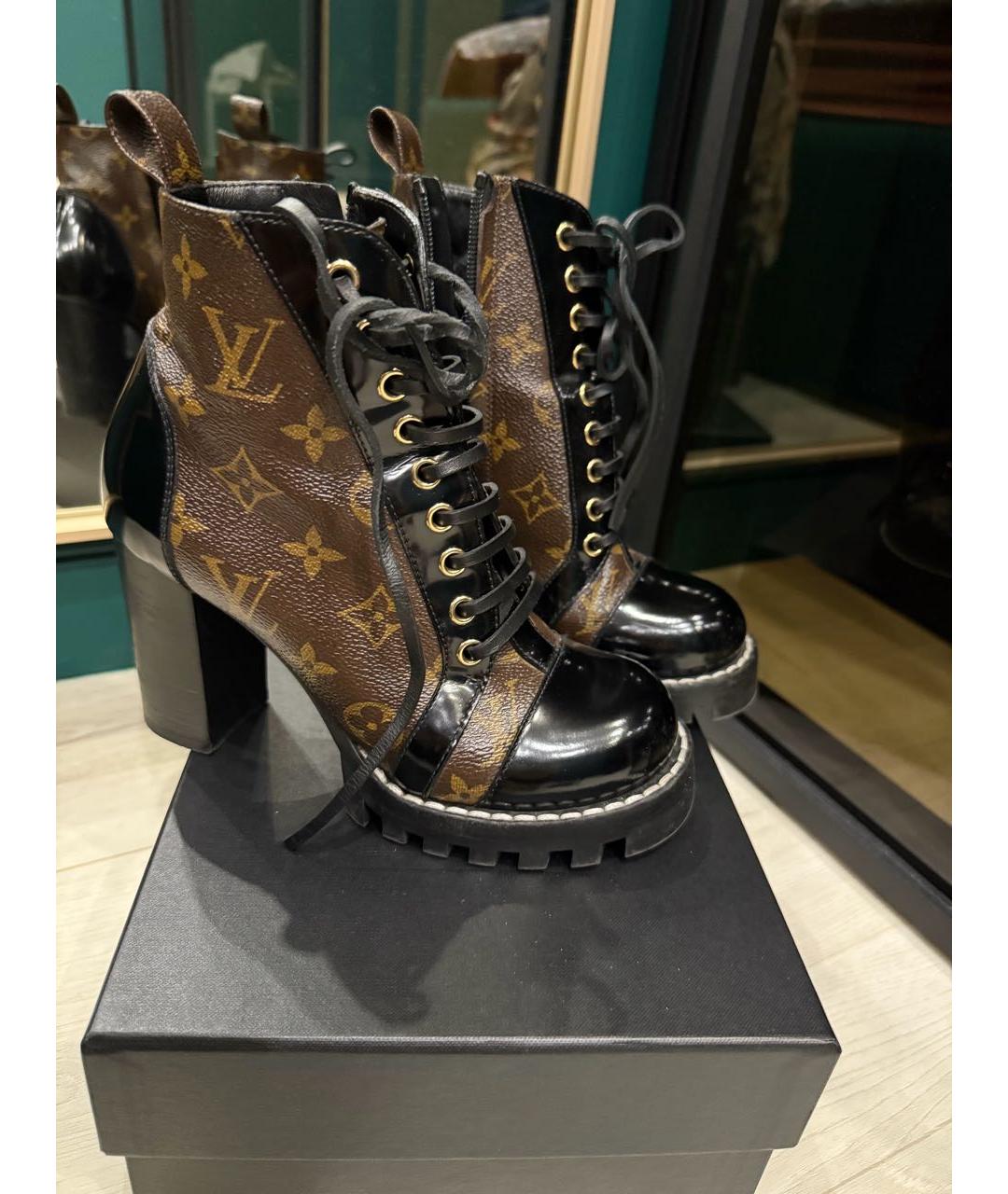 LOUIS VUITTON Коричневые кожаные ботильоны, фото 6