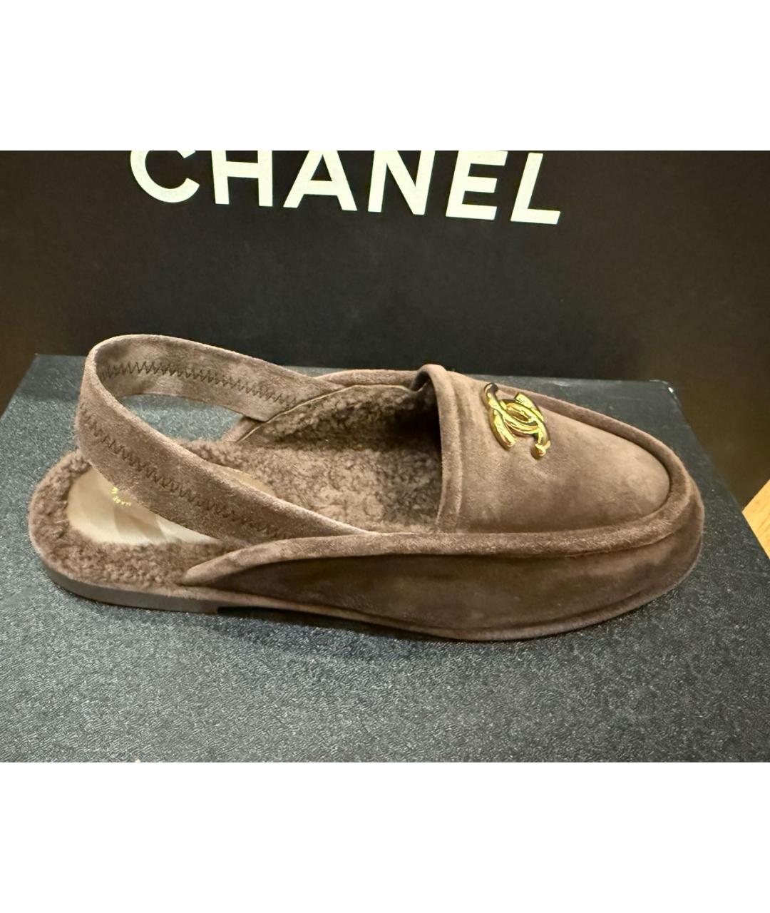 CHANEL Коричневые замшевые лоферы, фото 8