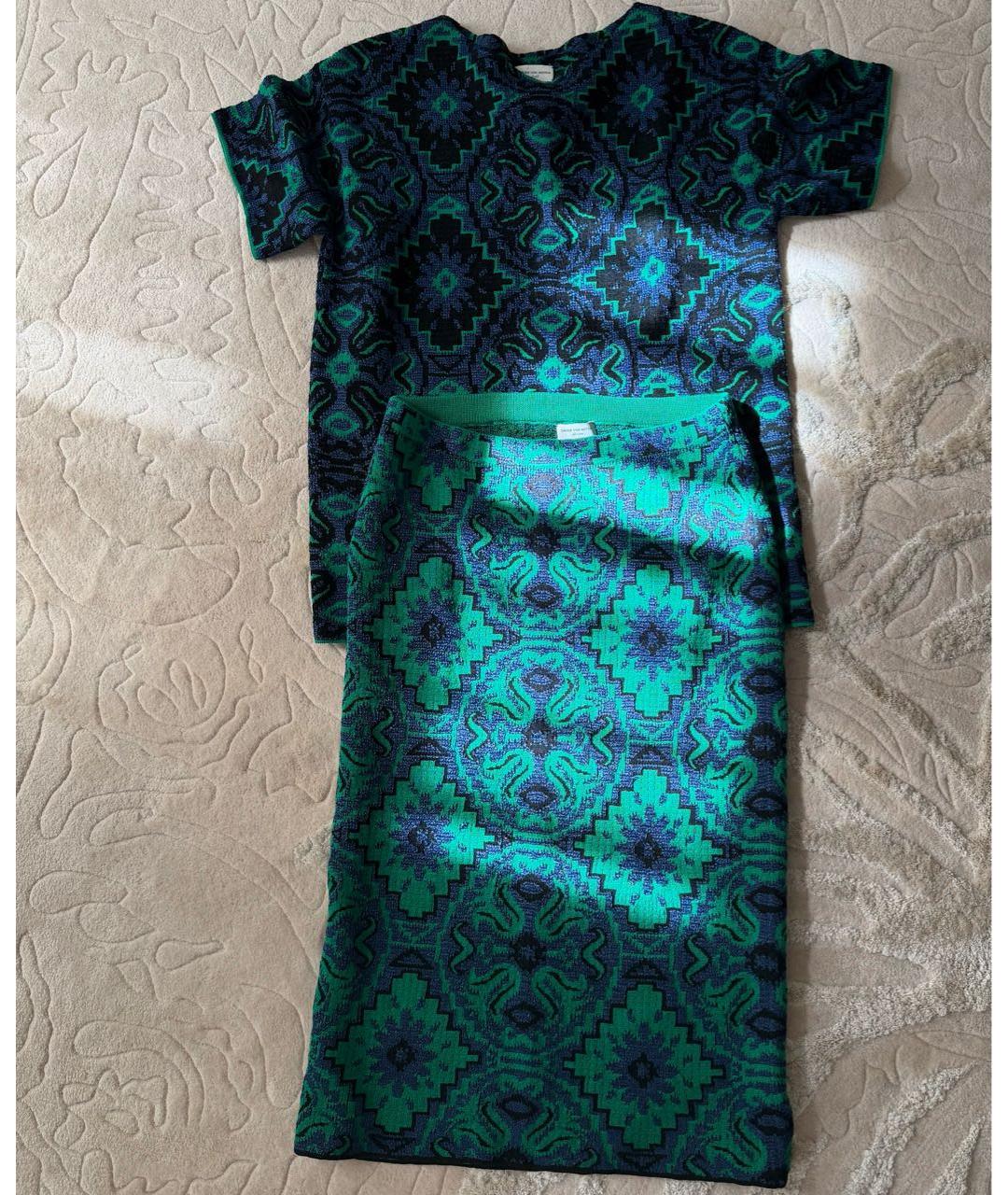 DRIES VAN NOTEN Зеленый хлопковый костюм с юбками, фото 3