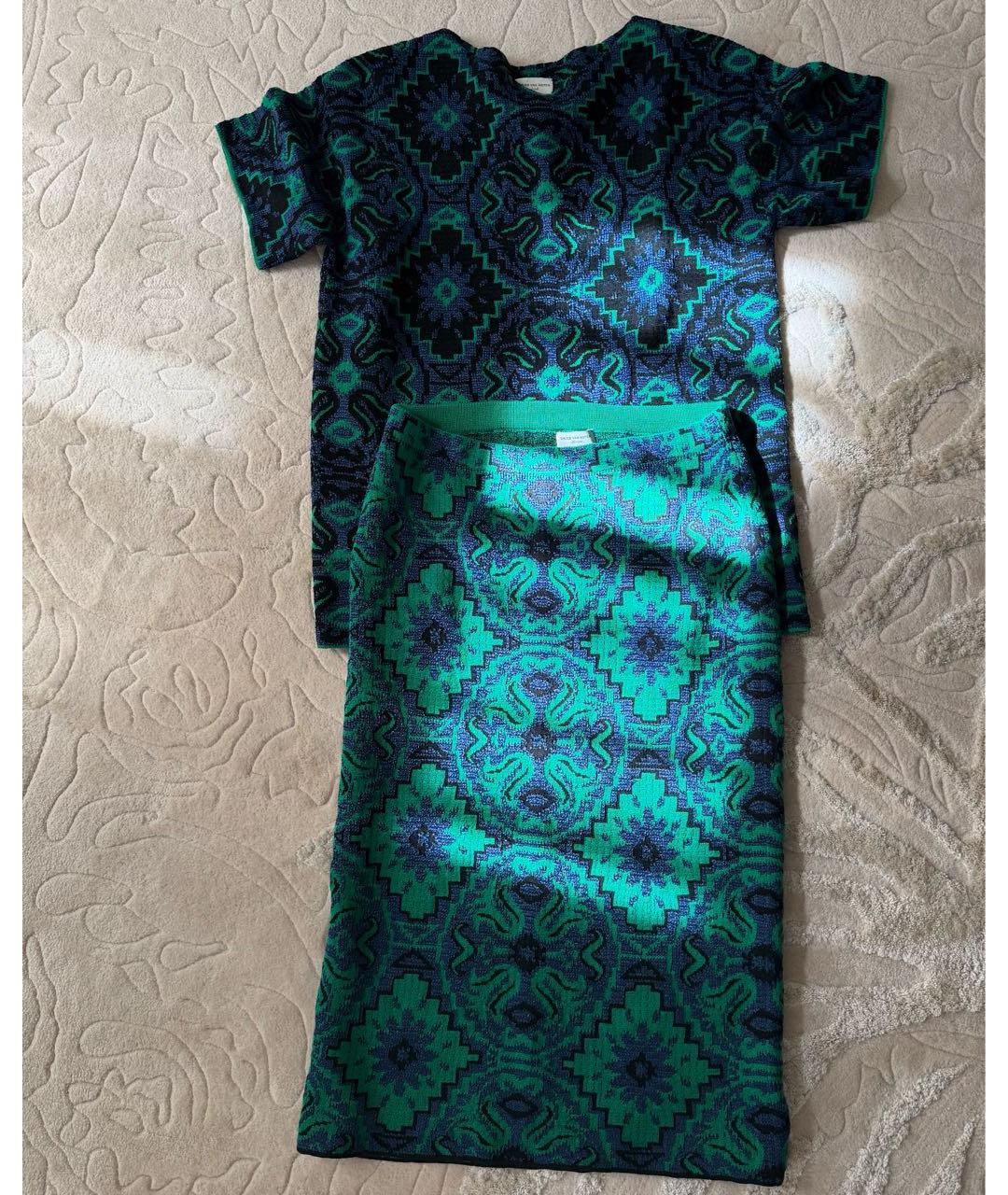 DRIES VAN NOTEN Зеленый хлопковый костюм с юбками, фото 4