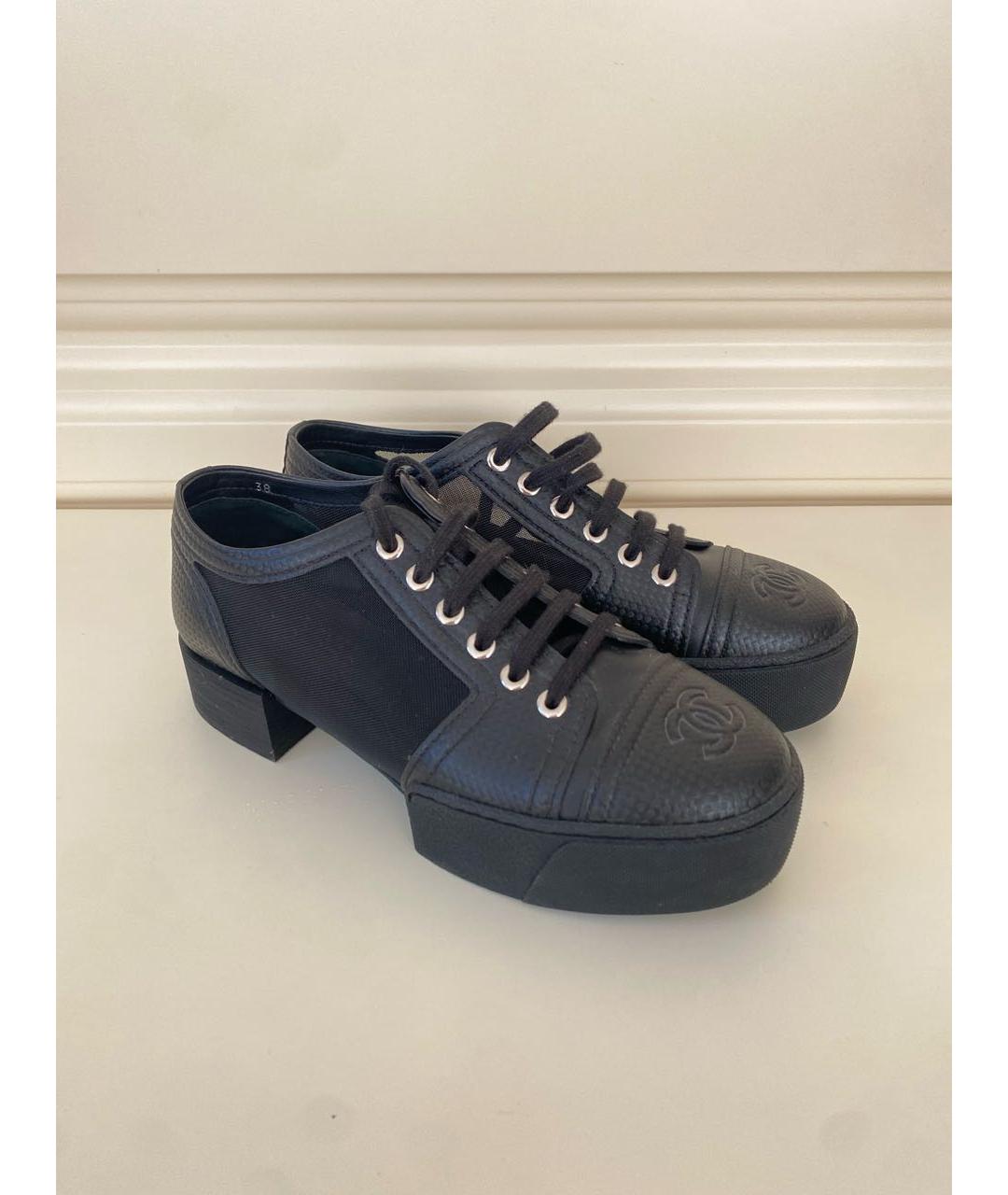 CHANEL Черные кожаные брогги и оксфорды, фото 8