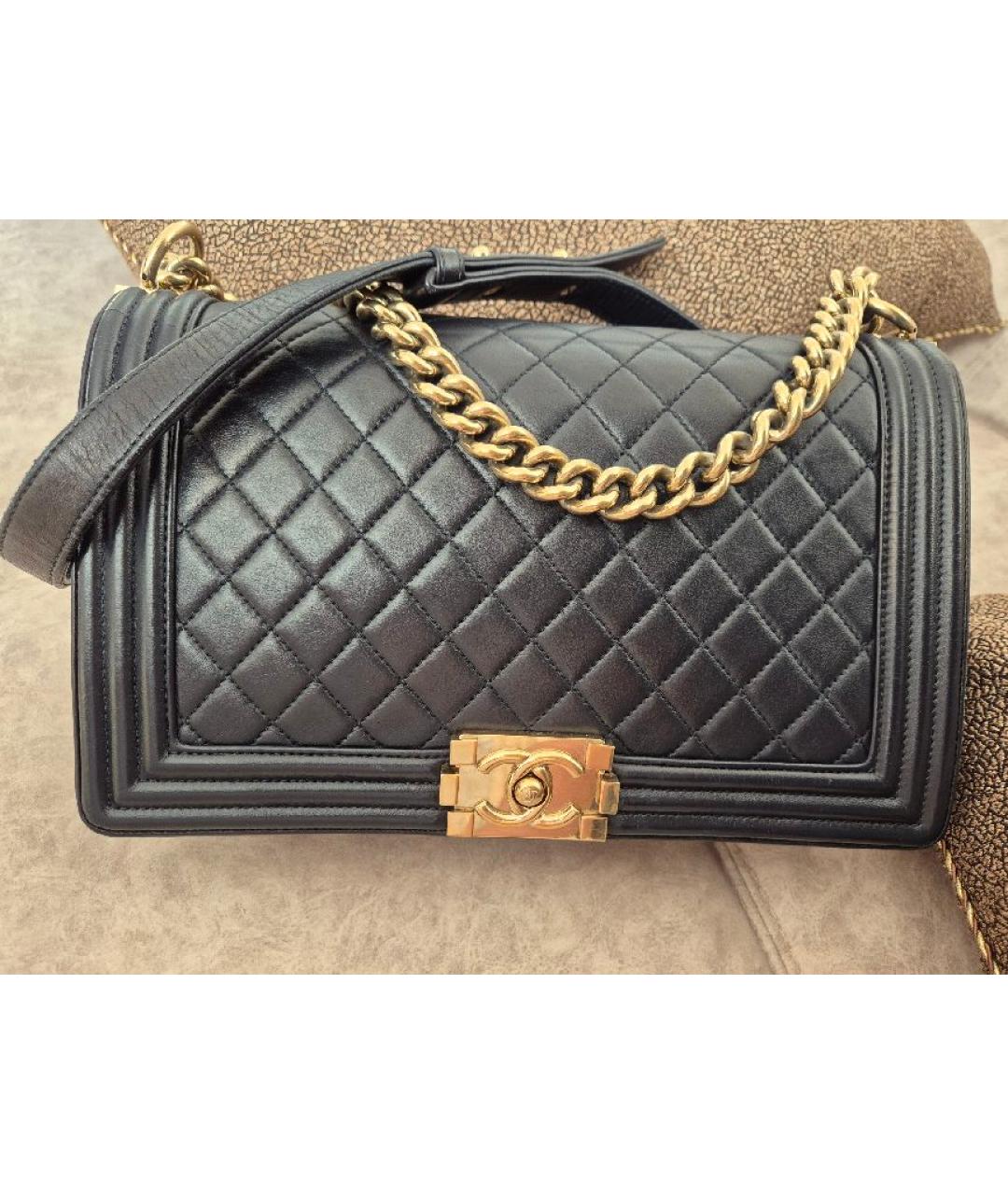 CHANEL Темно-синяя кожаная сумка через плечо, фото 10