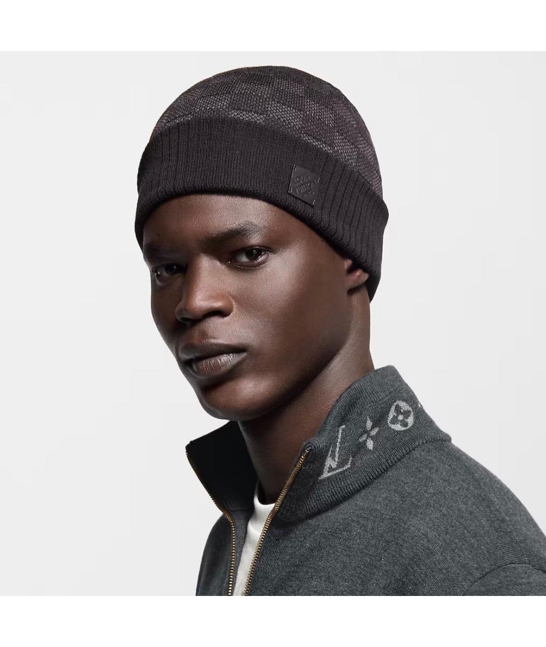 LOUIS VUITTON Черная шерстяная шапка, фото 4