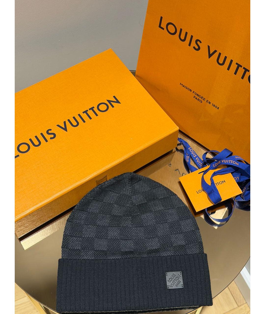 LOUIS VUITTON Черная шерстяная шапка, фото 5