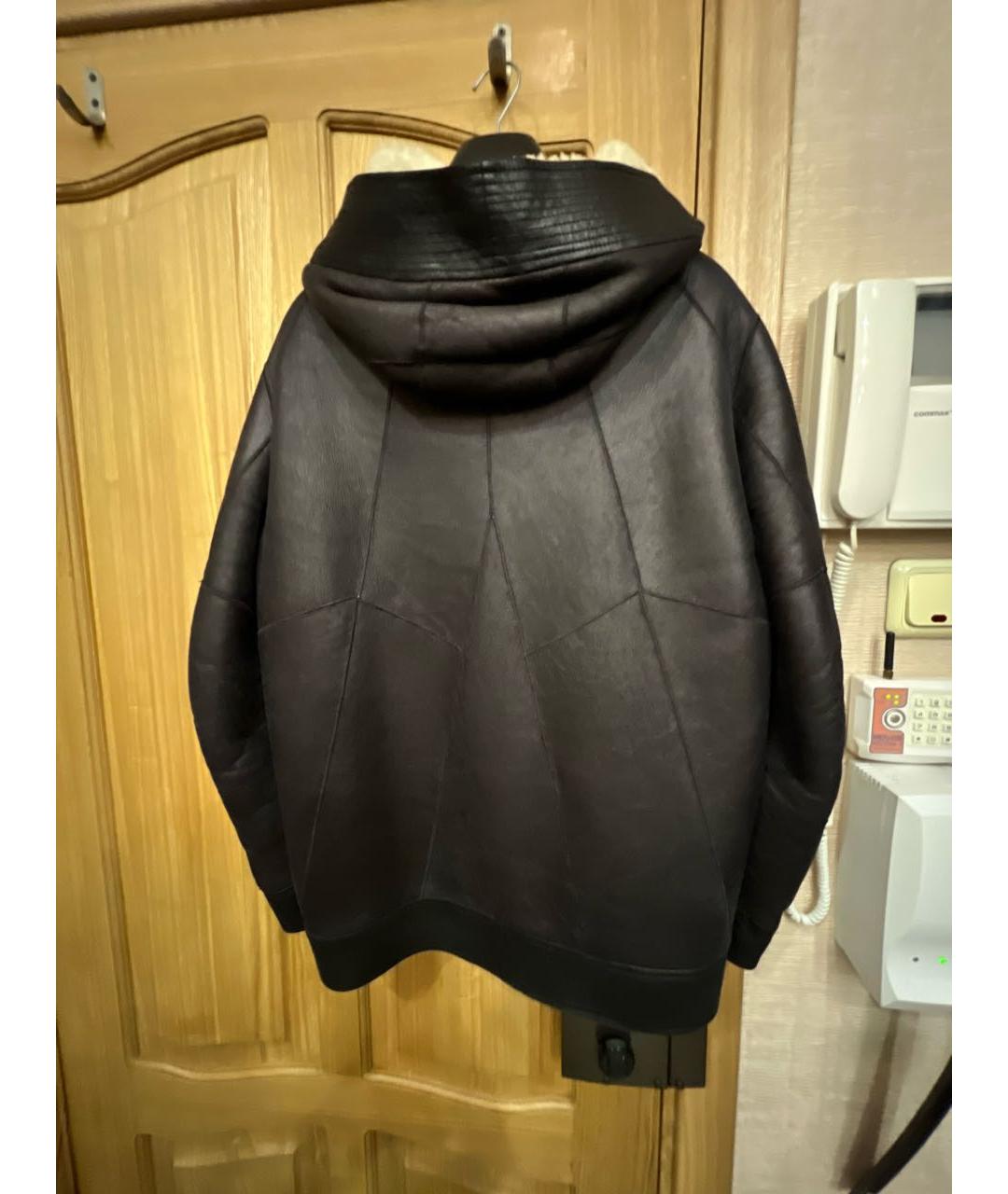 HELMUT LANG Черная кожаная дубленка, фото 2