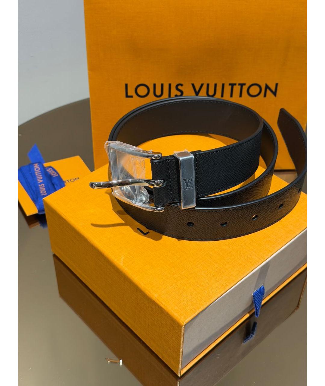 LOUIS VUITTON Черный кожаный ремень, фото 5