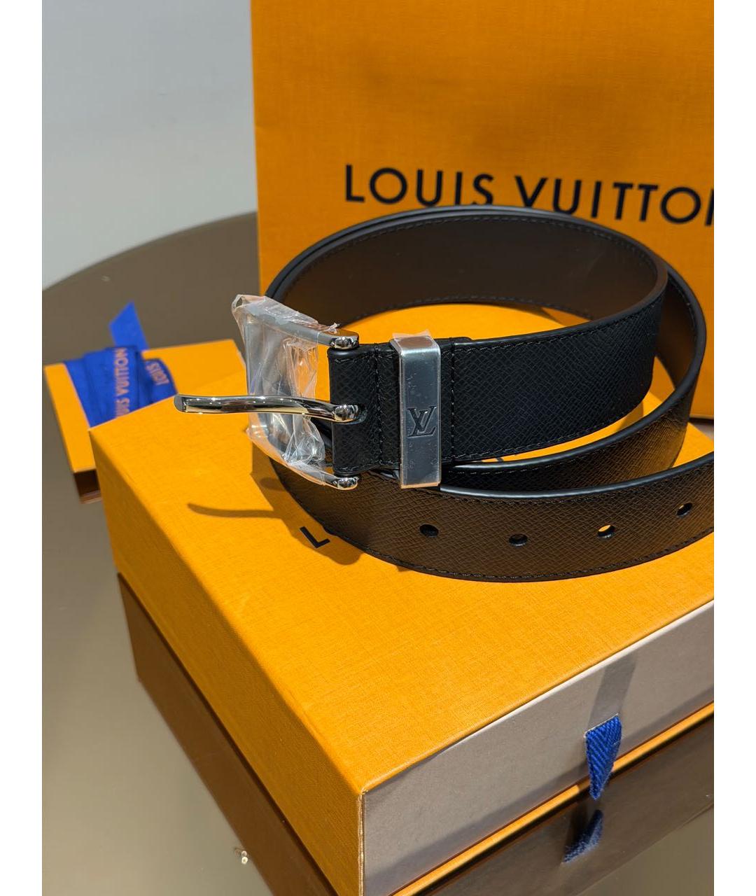 LOUIS VUITTON Черный кожаный ремень, фото 4