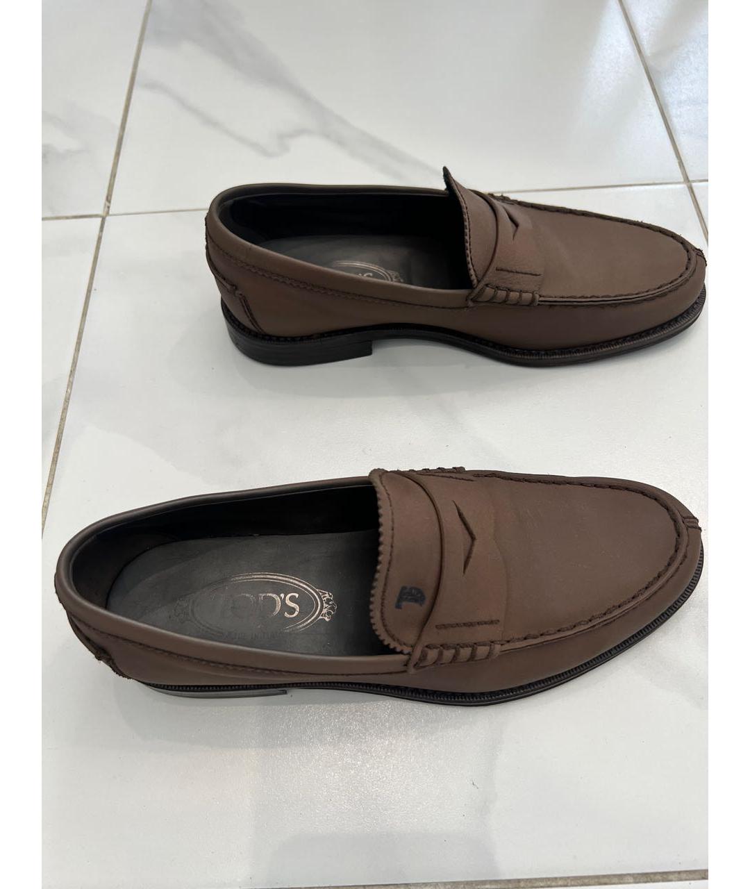 TOD'S Коричневые кожаные лоферы, фото 5