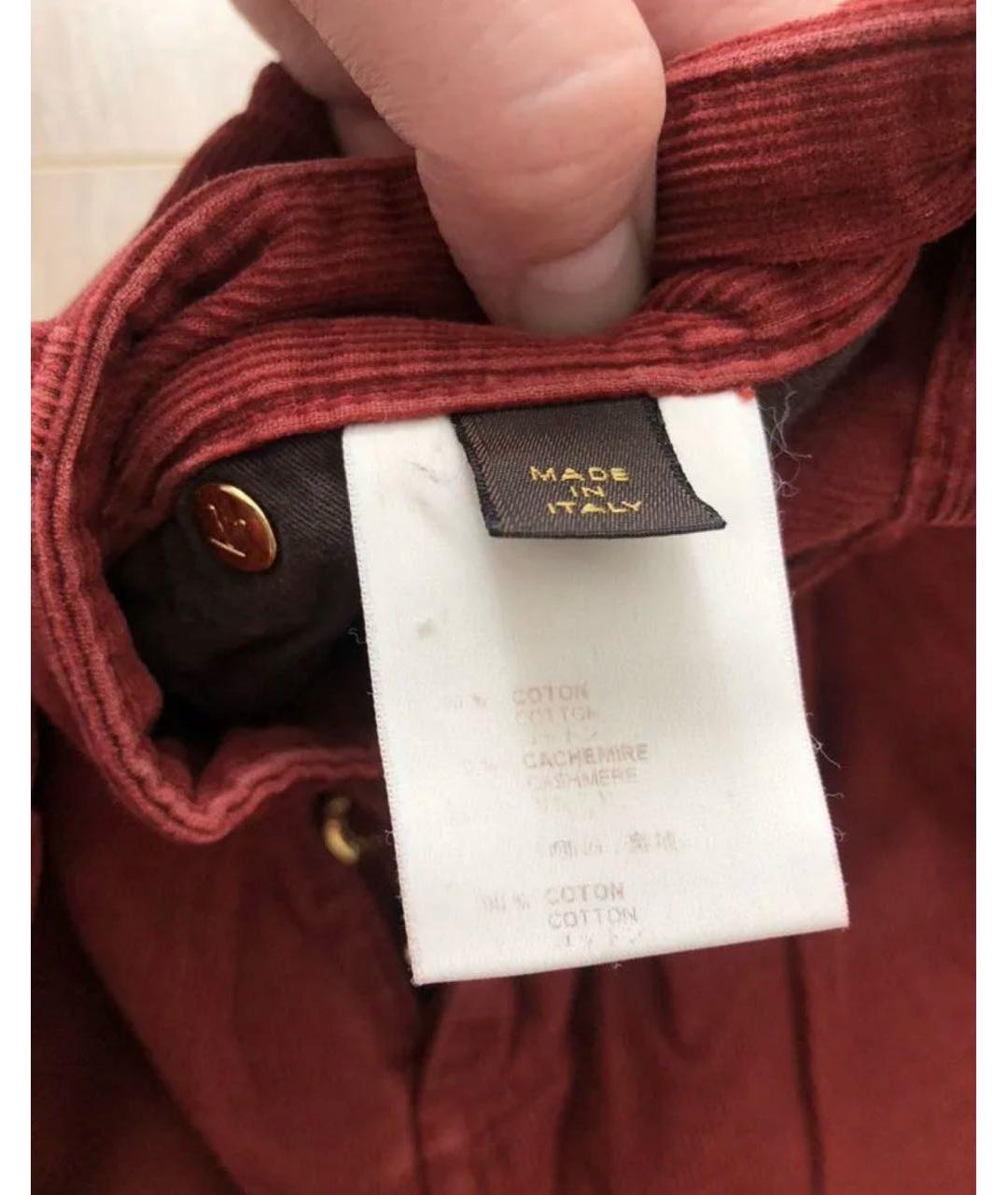 LOUIS VUITTON Бордовые хлопко-кашемировые прямые джинсы, фото 4