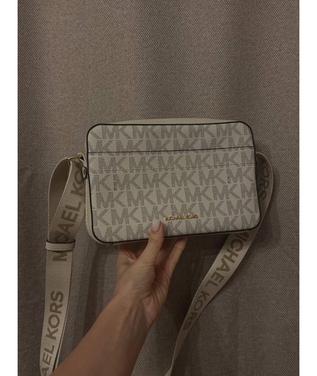 MICHAEL KORS Бежевая сумка через плечо из канвы, фото 2