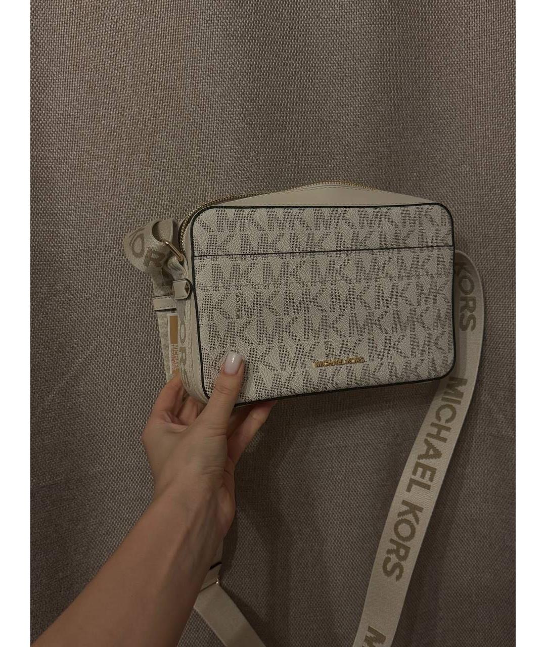 MICHAEL KORS Бежевая сумка через плечо из канвы, фото 5