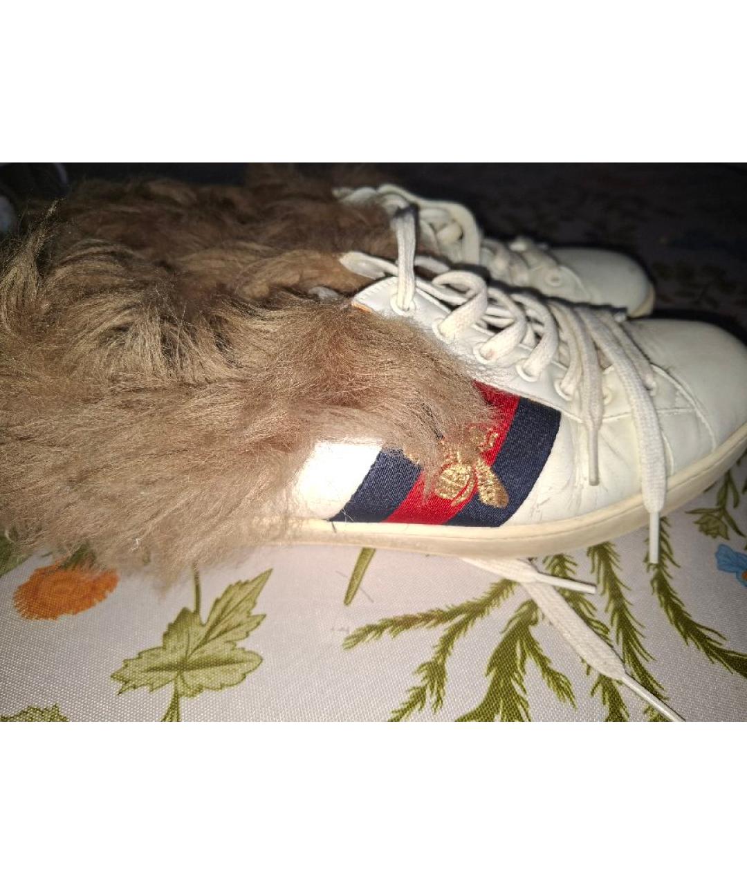 GUCCI Белые кожаные низкие кроссовки / кеды, фото 8