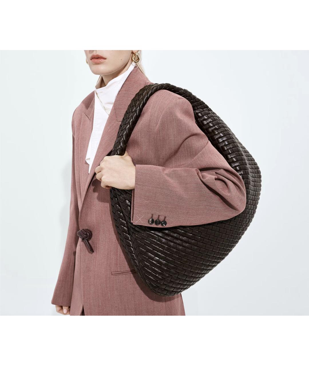 BOTTEGA VENETA Коричневая кожаная сумка через плечо, фото 2