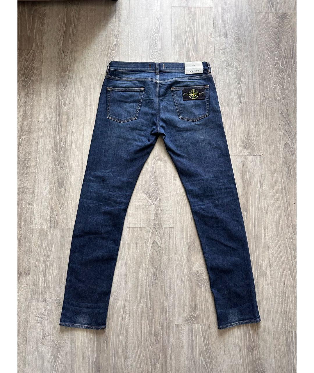 STONE ISLAND Синие хлопко-эластановые прямые джинсы, фото 2