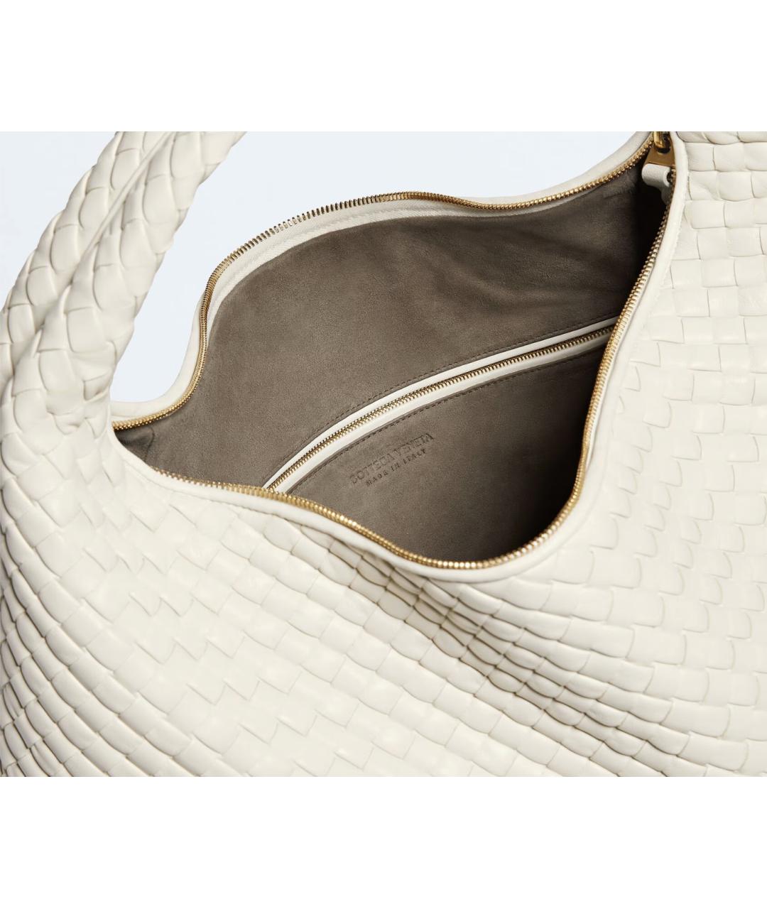 BOTTEGA VENETA Белая кожаная сумка с короткими ручками, фото 2