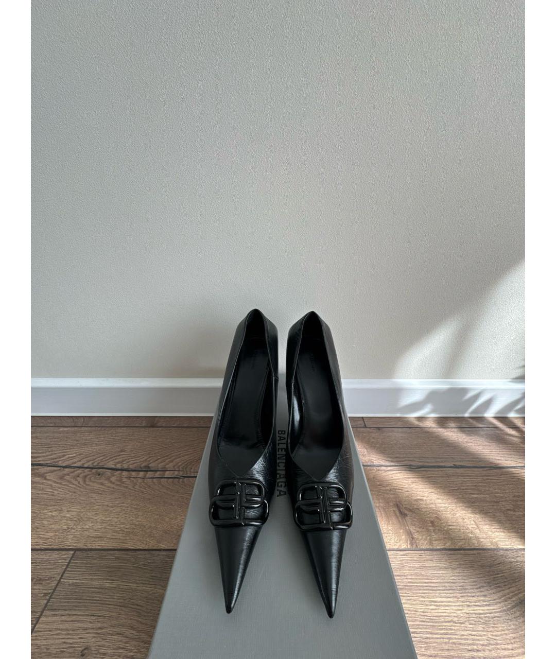 BALENCIAGA Черные кожаные туфли, фото 2