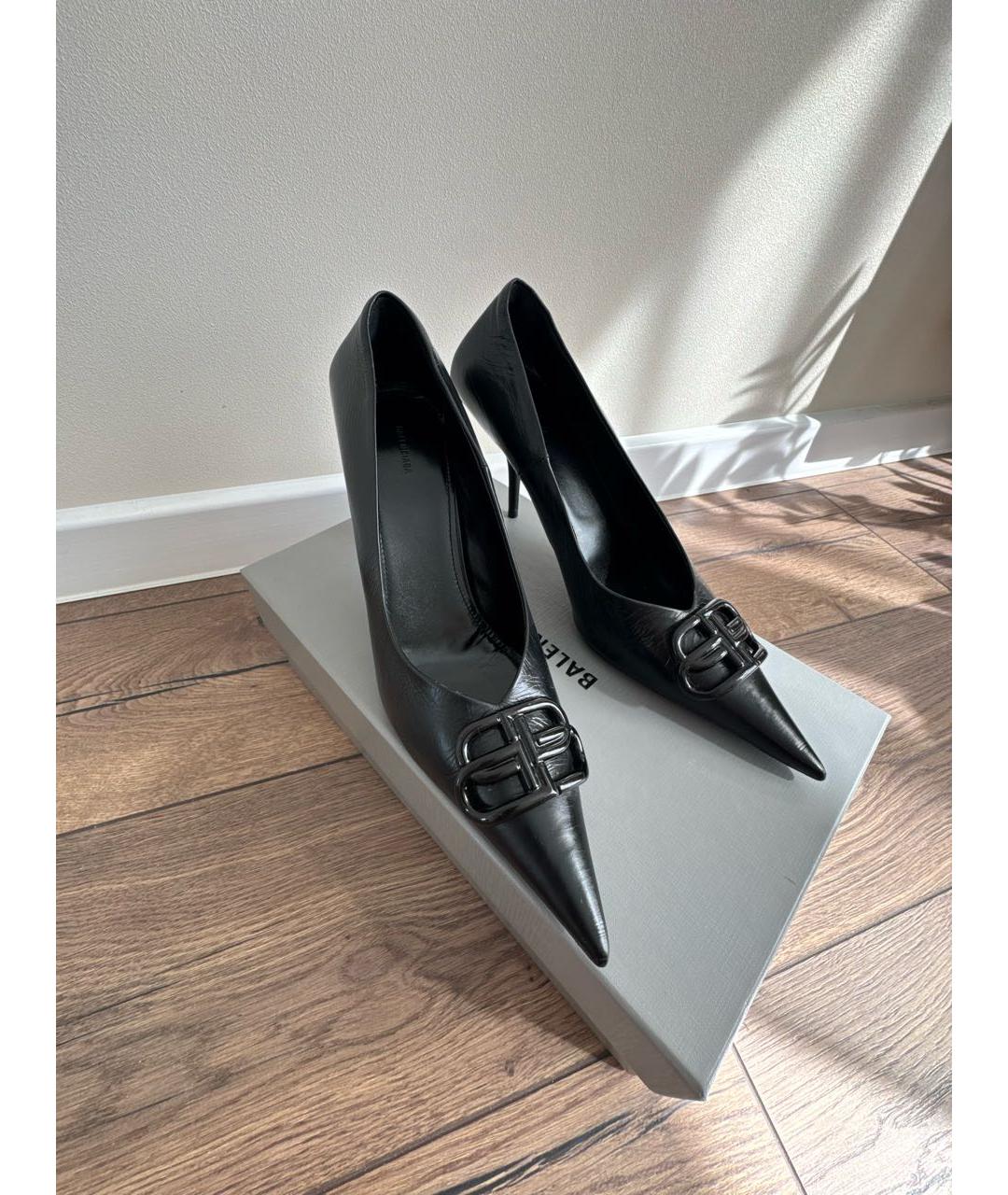 BALENCIAGA Черные кожаные туфли, фото 7
