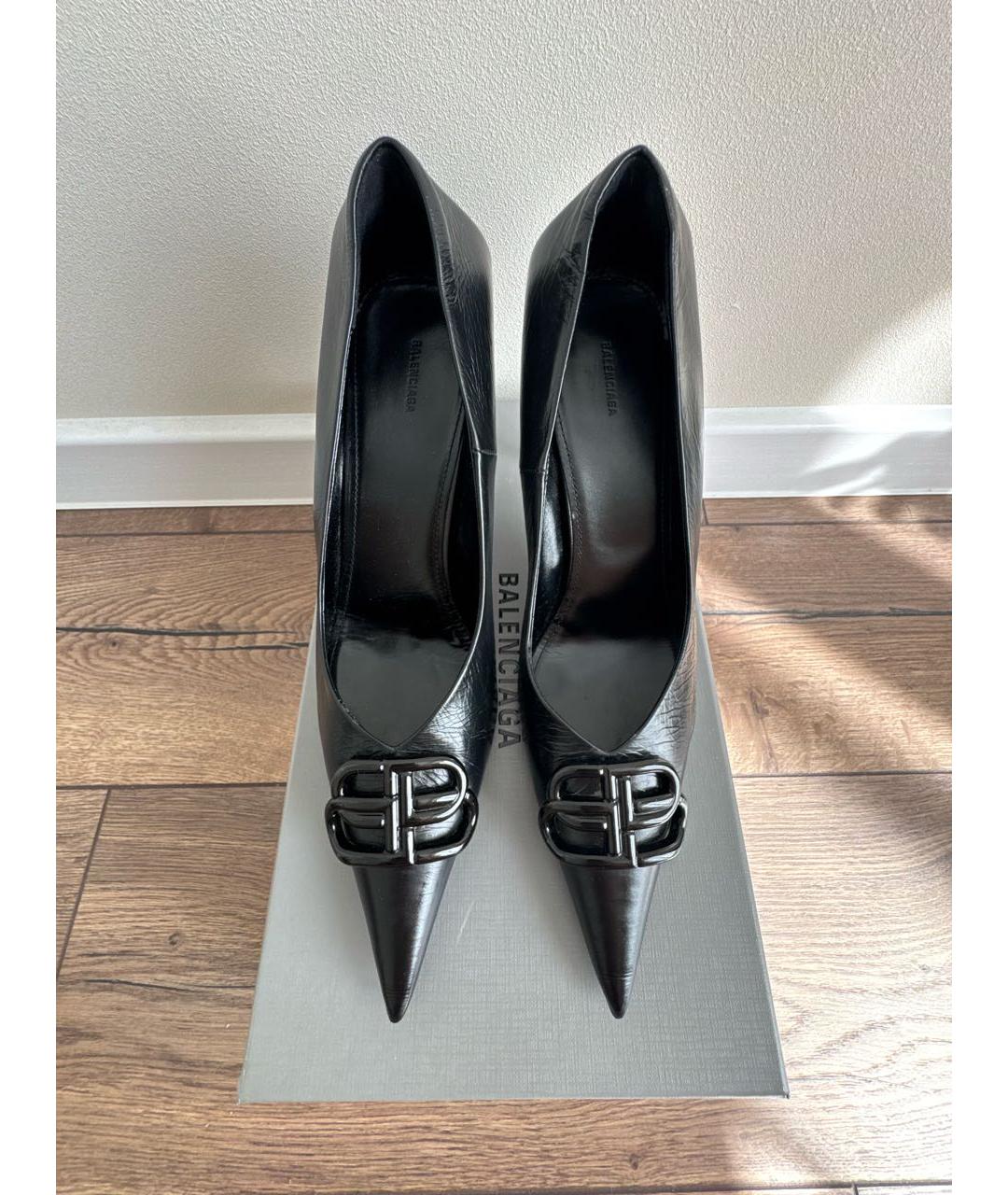 BALENCIAGA Черные кожаные туфли, фото 3
