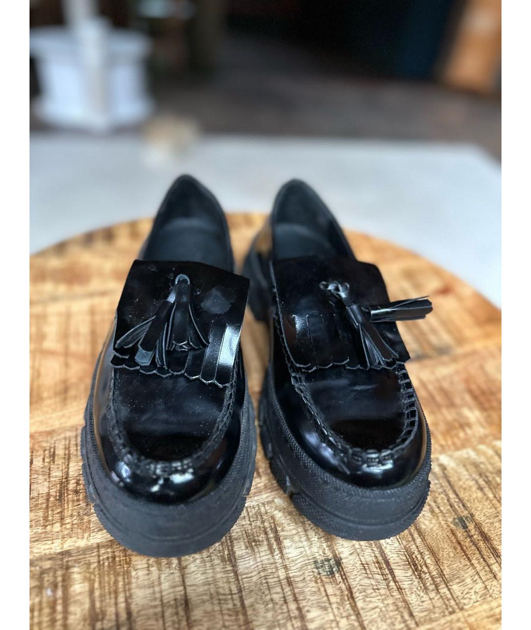WEEKEND MAX MARA Черные кожаные лоферы, фото 2
