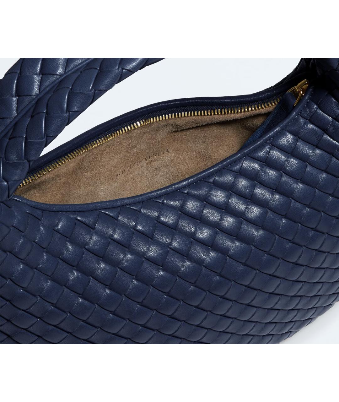 BOTTEGA VENETA Темно-синяя кожаная сумка с короткими ручками, фото 2