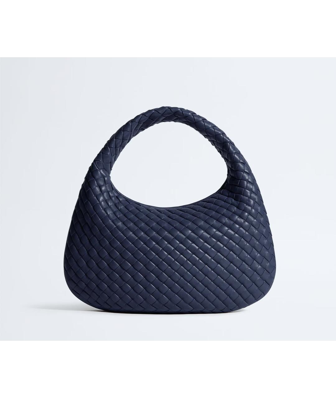 BOTTEGA VENETA Темно-синяя кожаная сумка с короткими ручками, фото 4