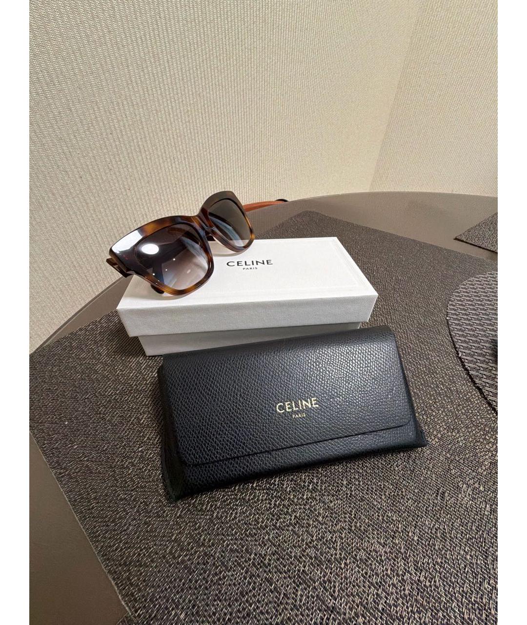CELINE Коричневые пластиковые солнцезащитные очки, фото 3