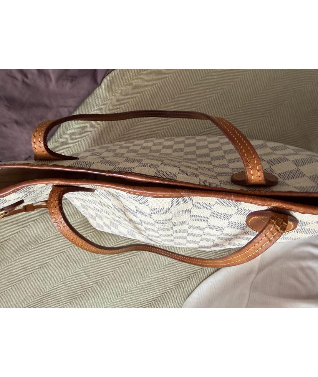 LOUIS VUITTON Белая сумка тоут из канвы, фото 7