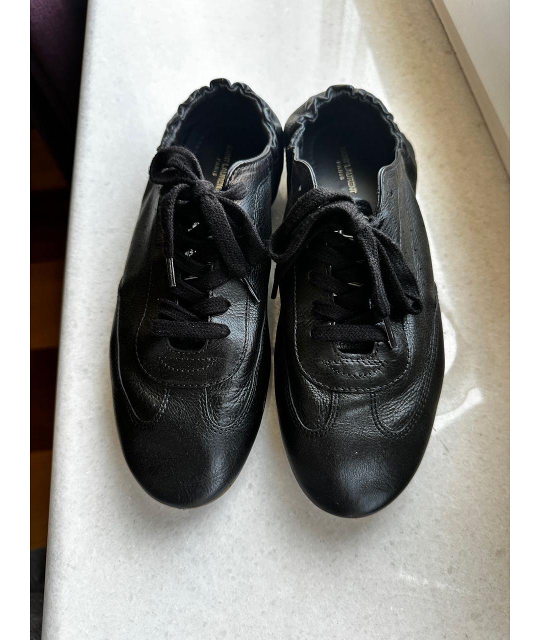SAINT LAURENT Черные кожаные кеды, фото 2