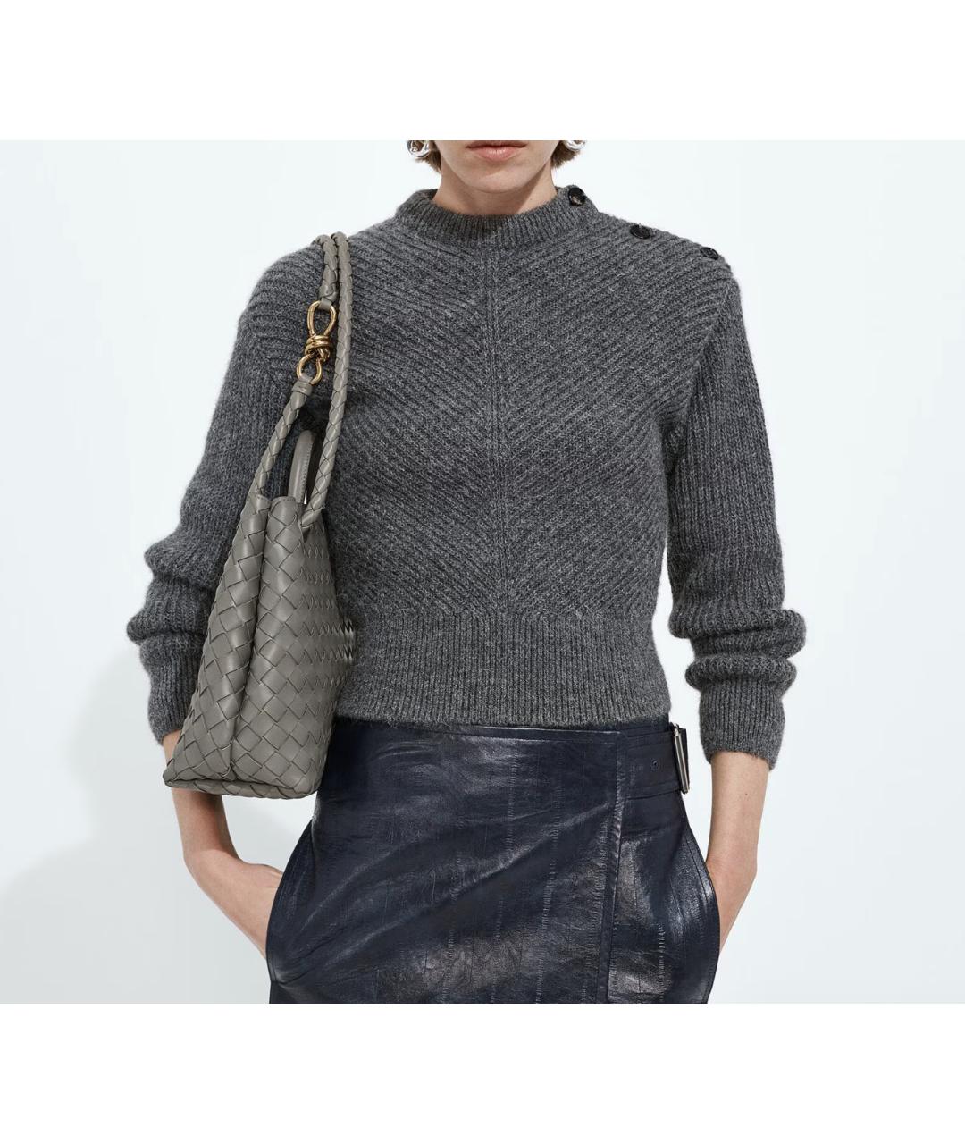 BOTTEGA VENETA Серая кожаная сумка через плечо, фото 2