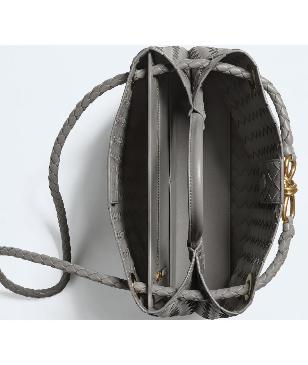 BOTTEGA VENETA Серая кожаная сумка через плечо, фото 3
