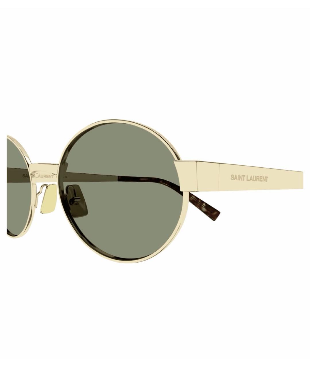 SAINT LAURENT Золотые металлические солнцезащитные очки, фото 3