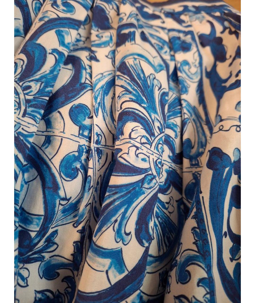 DOLCE&GABBANA Голубая хлопковая юбка миди, фото 4