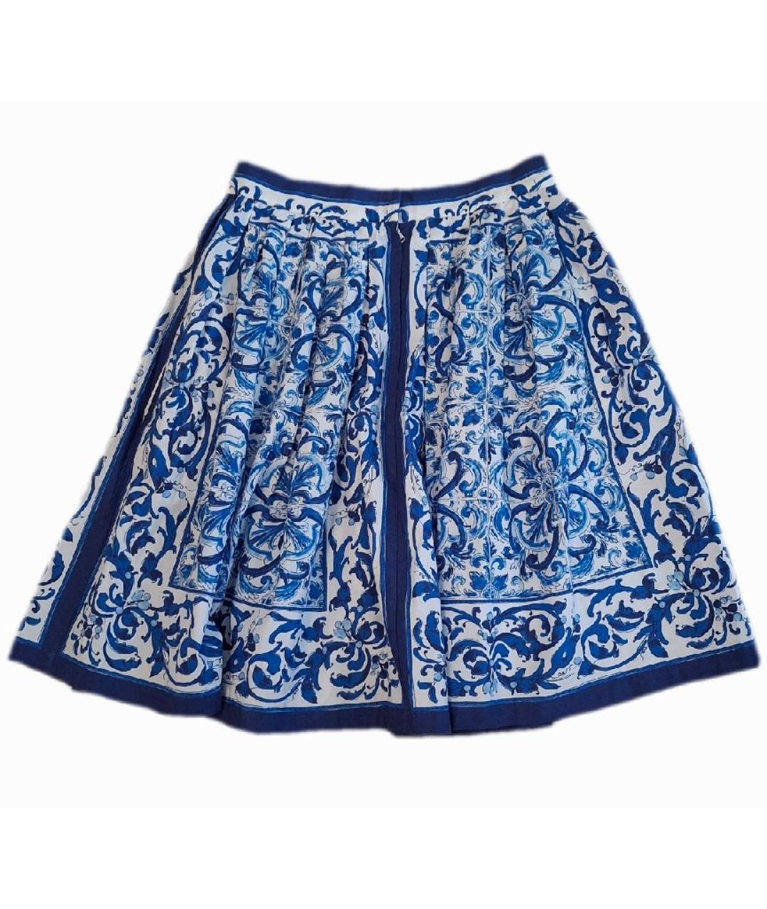 DOLCE&GABBANA Голубая хлопковая юбка миди, фото 2