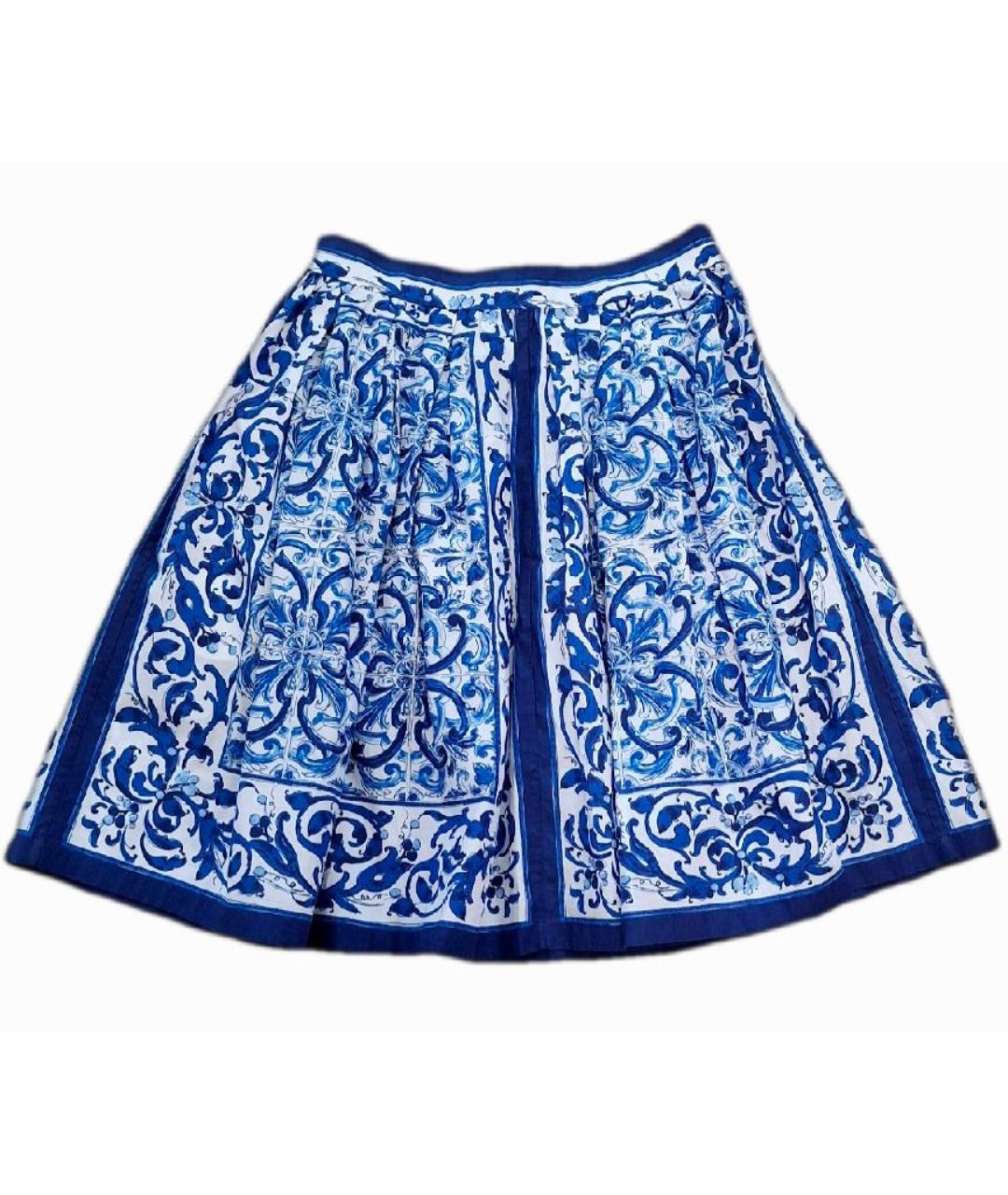DOLCE&GABBANA Голубая хлопковая юбка миди, фото 10