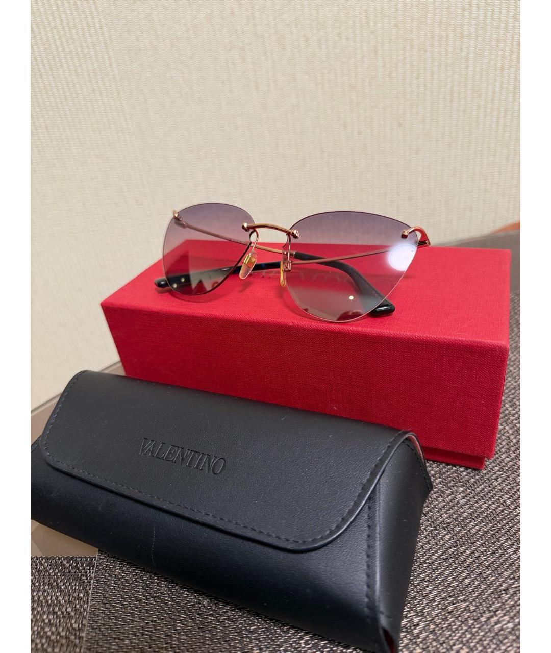 VALENTINO Фиолетовые металлические солнцезащитные очки, фото 4