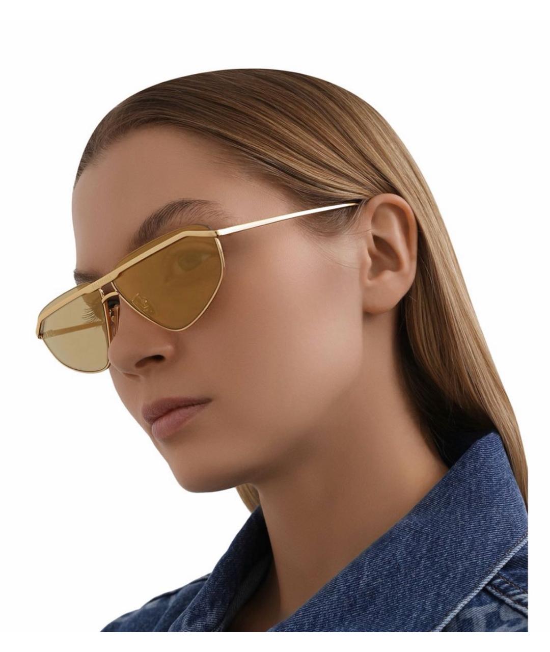 BALENCIAGA Золотые металлические солнцезащитные очки, фото 6