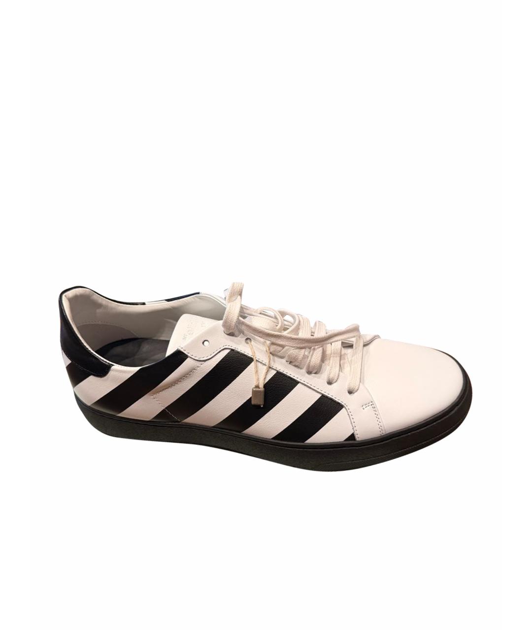 OFF-WHITE Белые кожаные кеды, фото 1